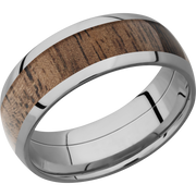 Titanium 8mm domed band with an inlay of Walnut hardwood