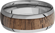 Titanium 8mm domed band with an inlay of Walnut hardwood