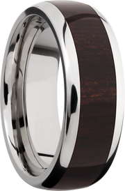 Titanium 8mm domed band with an inlay of Wenge hardwood