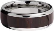 Titanium 8mm domed band with an inlay of Wenge hardwood