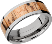 Titanium 8mm flat band with an inlay of Spalted Tamarind hardwood