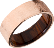 14K Rose gold 8mm flat band with a hardwood sleeve of Natcoco