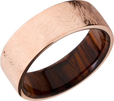 14K Rose gold 8mm flat band with a hardwood sleeve of Natcoco