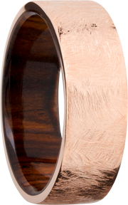 14K Rose gold 8mm flat band with a hardwood sleeve of Natcoco