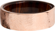 14K Rose gold 8mm flat band with a hardwood sleeve of Natcoco