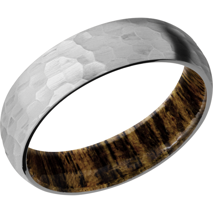 Titanium 6mm domed band with a sleeve of Bocote hardwood