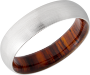 Cobalt chrome 6mm domed band with a hardwood sleeve of Desert Ironwood