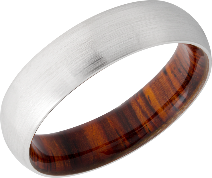 Cobalt chrome 6mm domed band with a hardwood sleeve of Desert Ironwood