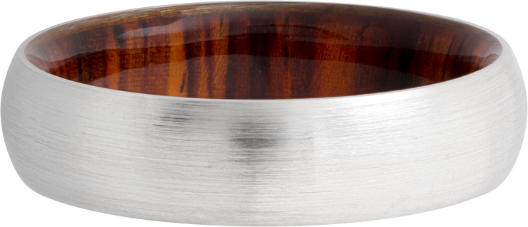 Cobalt chrome 6mm domed band with a hardwood sleeve of Desert Ironwood