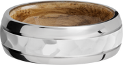 Cobalt chrome 8mm domed band with 2, .5mm grooves and a sleeve of Whiskey Barrel hardwood