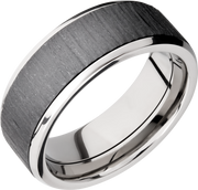 Titanium 8mm beveled band with an inlay of Zirconium
