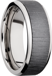 Titanium 8mm beveled band with an inlay of Zirconium