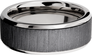 Titanium 8mm beveled band with an inlay of Zirconium