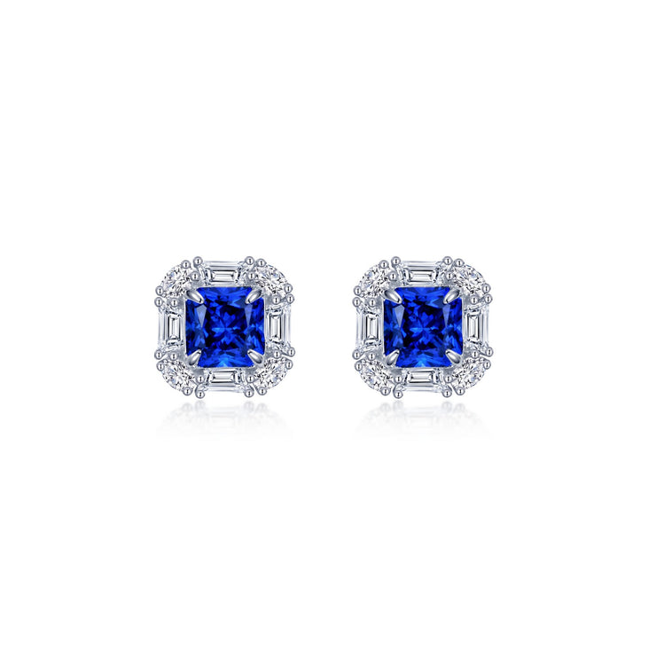 Fancy Lab-Grown Sapphire Halo Stud Earrings