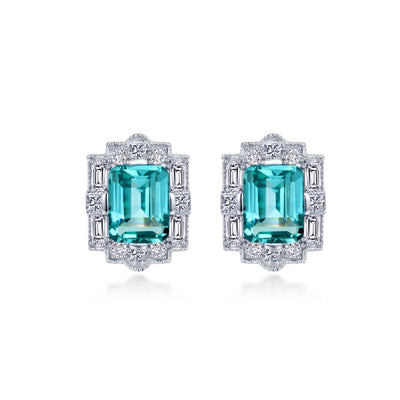 Fancy Lab-Grown Sapphire Halo Stud Earrings