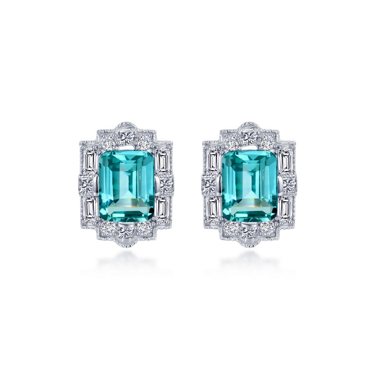 Fancy Lab-Grown Sapphire Halo Stud Earrings