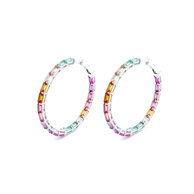45 mm Fancy Lab-Grown Sapphire Hoop Earrings