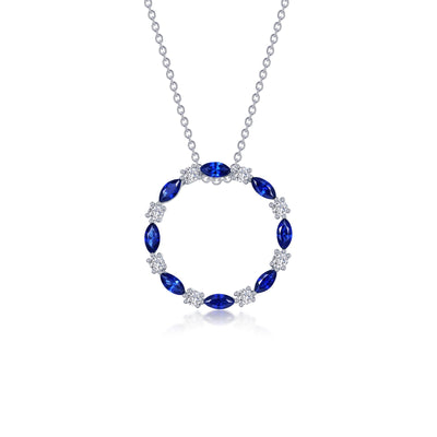 Fancy Lab-Grown Sapphire Open Circle Necklace