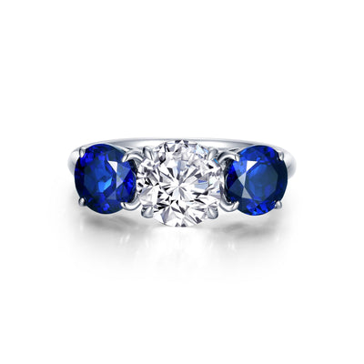 Fancy Lab-Grown Sapphire Three-Stone Ring