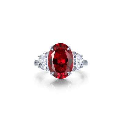 7 CTW Fancy Lab-Grown Ruby Three-Stone Ring