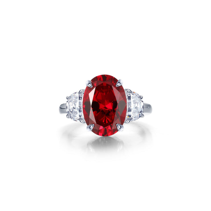 7 CTW Fancy Lab-Grown Ruby Three-Stone Ring