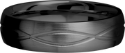 Zirconium 6mm domed band with a laser-carved infinity pattern