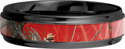 Zirconium 6mm flat band with grooved edges and a 3mm inlay of Realtree APC Red Camo
