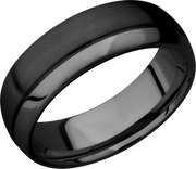 Zirconium 7mm domed band with an off center .5mm groove