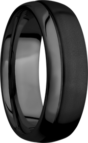Zirconium 7mm domed band with an off center .5mm groove