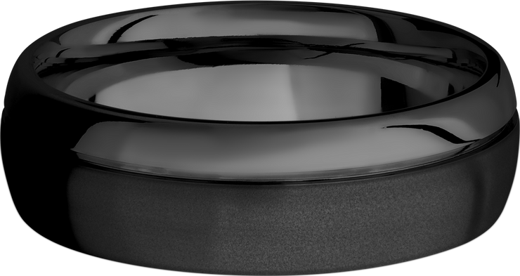 Zirconium 7mm domed band with an off center .5mm groove