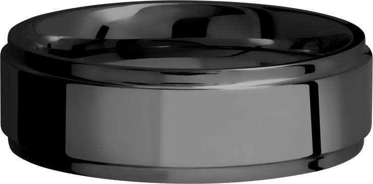 Zirconium 7mm flat band with grooved edges