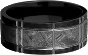Zirconium 8mm flat band with an inlay of authentic Gibeon Meteorite