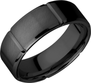 Zirconium 8mm beveled band with 6 segmented sections