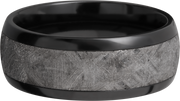 Zirconium 8mm domed band with an inlay of authentic Gibeon Meteorite