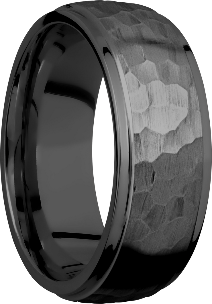 Zirconium 8mm domed band with grooved edges
