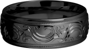 Zirconium 8mm domed band with a laser-carved scroll MJBA pattern