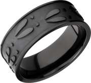Zirconium 8mm flat band with a laser-carved deer track pattern