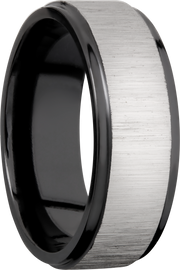 Zirconium 8mm flat band with grooved edges