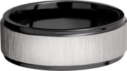 Zirconium 8mm flat band with grooved edges