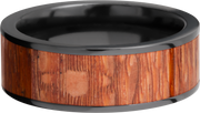 Zirconium 8mm flat band with an inlay of Leopard wood