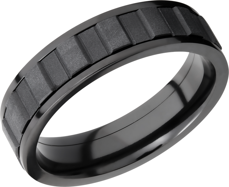 Zirconium 6mm flat band with spinning center