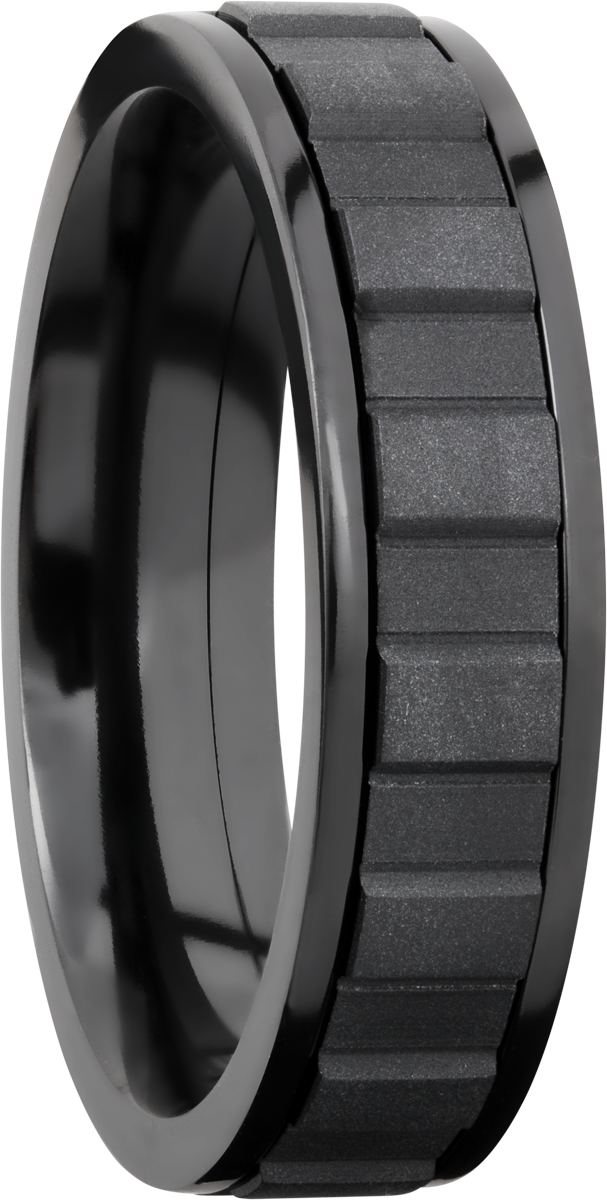 Zirconium 6mm flat band with spinning center