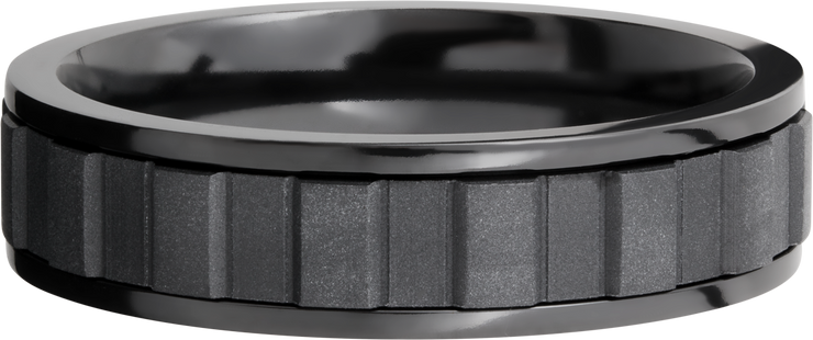 Zirconium 6mm flat band with spinning center